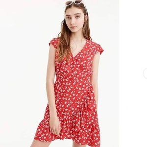 J. Crew Mercantile Red Floral Faux Wrap Dress Size 6